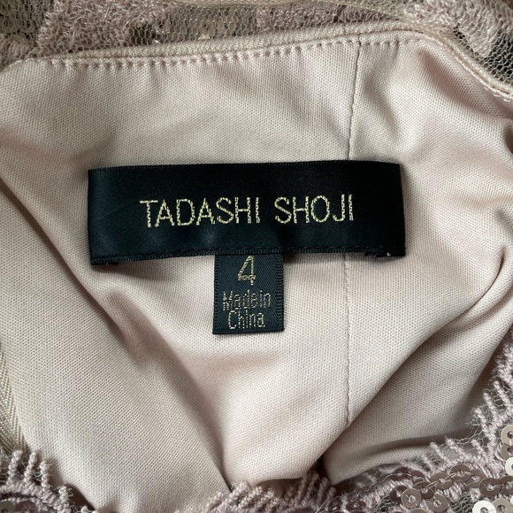 Size 4, Tadashi Shoji, Sequin Embroidered Mauve Hued Dress - Picture 4 of 5